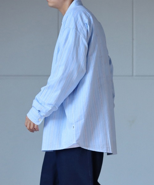 ILL'S（イルズ）の「オックス 無地 / ストライプ ビッグシルエット長袖シャツ【ILL'S】（シャツ/ブラウス・メンズ・ホワイト/ネイビー/サックスブルー/グリーン系その他/ブルー系その他/イエロー系その他・FREE）」の5枚目の写真