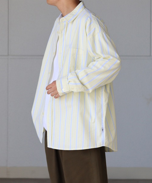 ILL'S（イルズ）の「オックス 無地 / ストライプ ビッグシルエット長袖シャツ【ILL'S】（シャツ/ブラウス・メンズ・ホワイト/ネイビー/サックスブルー/グリーン系その他/ブルー系その他/イエロー系その他・FREE）」の6枚目の写真