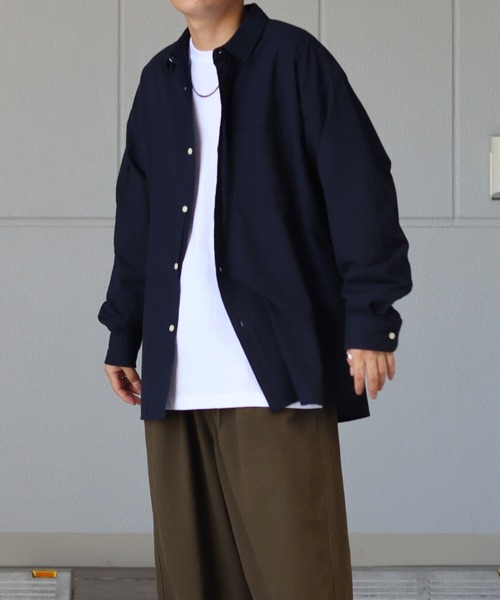 ILL'S（イルズ）の「オックス 無地 / ストライプ ビッグシルエット長袖シャツ【ILL'S】（シャツ/ブラウス・メンズ・ホワイト/ネイビー/サックスブルー/グリーン系その他/ブルー系その他/イエロー系その他・FREE）」の16枚目の写真