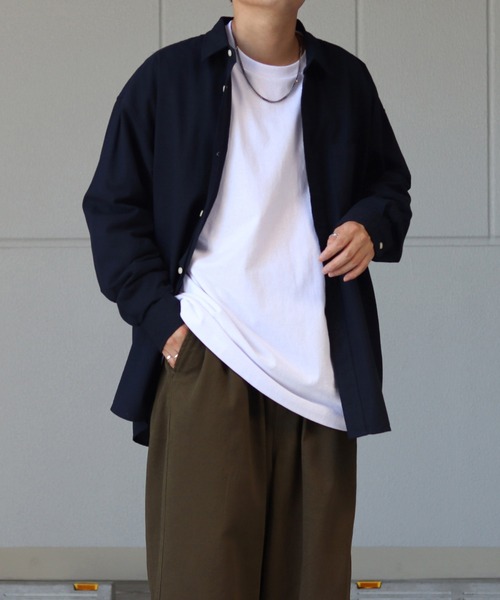 ILL'S（イルズ）の「オックス 無地 / ストライプ ビッグシルエット長袖シャツ【ILL'S】（シャツ/ブラウス・メンズ・ホワイト/ネイビー/サックスブルー/グリーン系その他/ブルー系その他/イエロー系その他・FREE）」の17枚目の写真