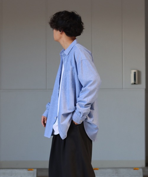 ILL'S（イルズ）の「オックス 無地 / ストライプ ビッグシルエット長袖シャツ【ILL'S】（シャツ/ブラウス・メンズ・ホワイト/ネイビー/サックスブルー/グリーン系その他/ブルー系その他/イエロー系その他・FREE）」の20枚目の写真