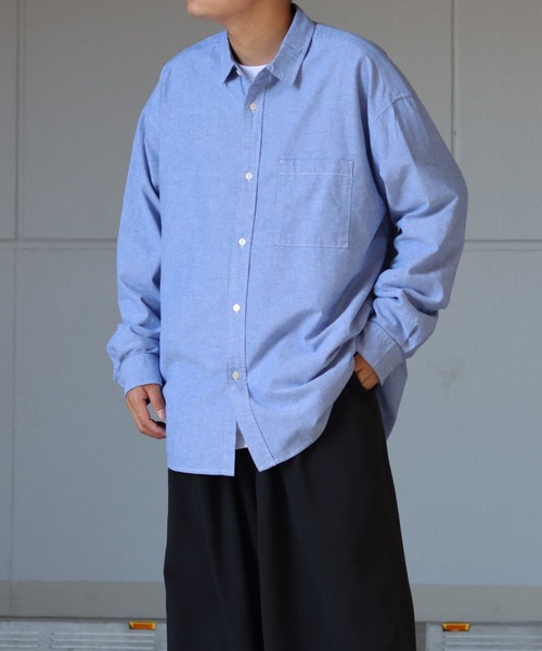 ILL'S（イルズ）の「オックス 無地 / ストライプ ビッグシルエット長袖シャツ【ILL'S】（シャツ/ブラウス・メンズ・ホワイト/ネイビー/サックスブルー/グリーン系その他/ブルー系その他/イエロー系その他・FREE）」の18枚目の写真