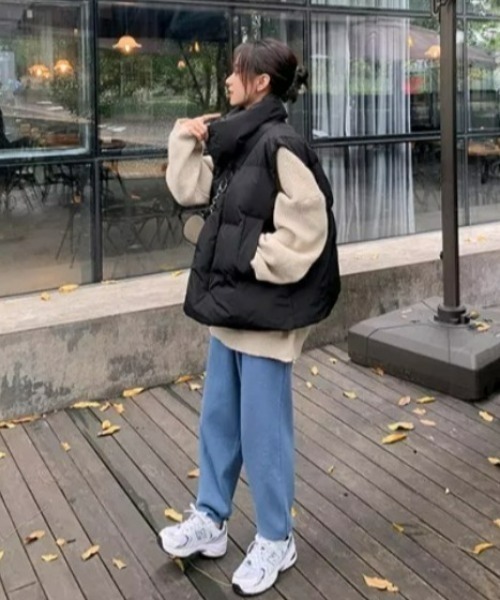 CLEA(クレア)の「フェイクダウンオーバーサイズベスト(ダウンベスト・レディース・アイボリー/ブラック・FREE)」の10枚目の写真