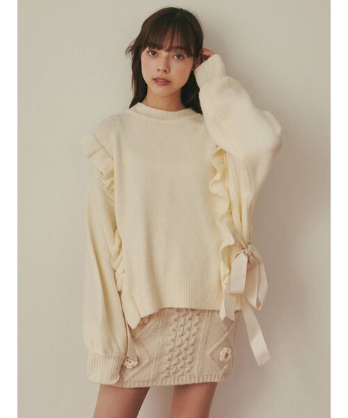 merry jenny（メリージェニー）の「サイドリボンニット（ニット/セーター・レディース・ブラック/レッド/アイボリー・FREE）」の12枚目の写真