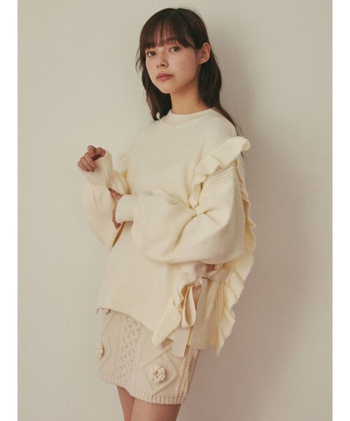 merry jenny（メリージェニー）の「サイドリボンニット（ニット/セーター・レディース・ブラック/レッド/アイボリー・FREE）」の8枚目の写真