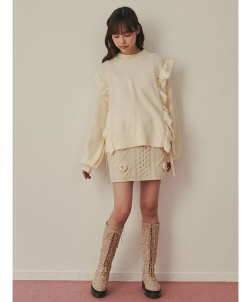 merry jenny（メリージェニー）の「サイドリボンニット（ニット/セーター・レディース・ブラック/レッド/アイボリー・FREE）」の11枚目の写真