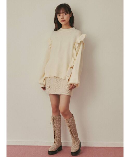 merry jenny（メリージェニー）の「サイドリボンニット（ニット/セーター・レディース・ブラック/レッド/アイボリー・FREE）」の7枚目の写真