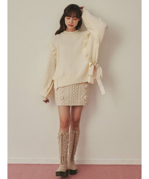 merry jenny（メリージェニー）の「サイドリボンニット（ニット/セーター・レディース・ブラック/レッド/アイボリー・FREE）」の13枚目の写真