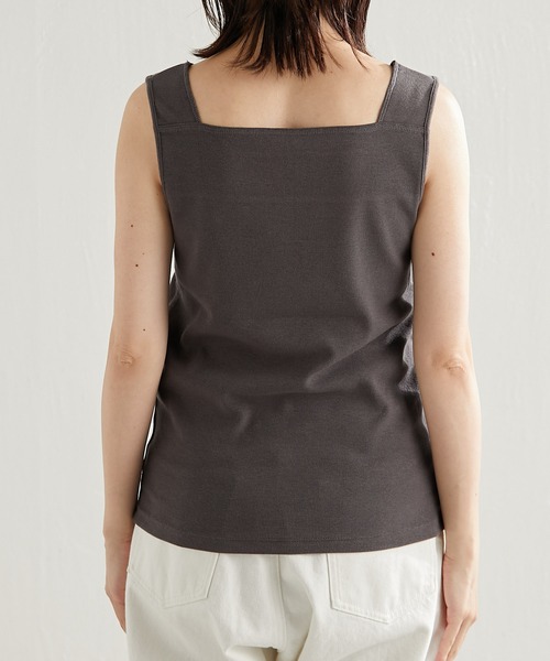 COLLAGE GALLARDAGALANTE(コラージュガリャルダガランテ)の「前後2WAY/ジャケットとの相性がいい/スクエアシアー切替タンク/手洗い可(タンクトップ・レディース・ホワイト/ブラック/チャコールグレー/ライトグレー・FREE)」の10枚目の写真