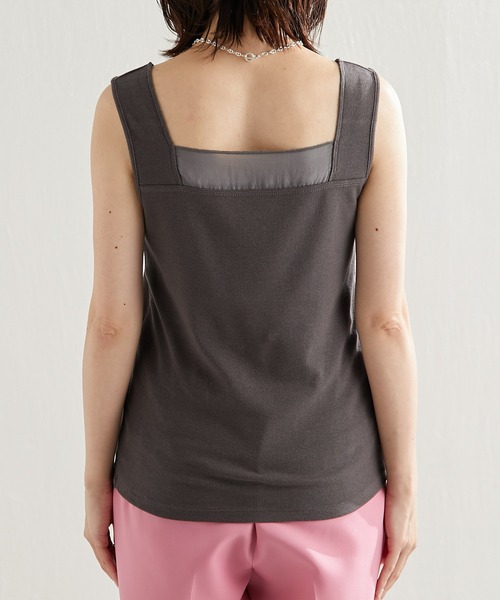COLLAGE GALLARDAGALANTE(コラージュガリャルダガランテ)の「前後2WAY/ジャケットとの相性がいい/スクエアシアー切替タンク/手洗い可(タンクトップ・レディース・ホワイト/ブラック/チャコールグレー/ライトグレー・FREE)」の16枚目の写真