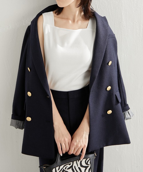 COLLAGE GALLARDAGALANTE(コラージュガリャルダガランテ)の「前後2WAY/ジャケットとの相性がいい/スクエアシアー切替タンク/手洗い可(タンクトップ・レディース・ホワイト/ブラック/チャコールグレー/ライトグレー・FREE)」の11枚目の写真