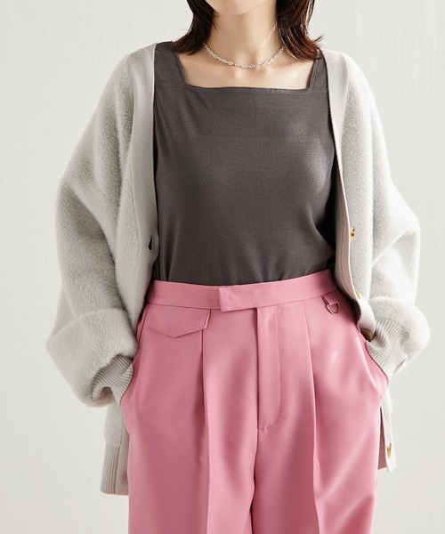 COLLAGE GALLARDAGALANTE(コラージュガリャルダガランテ)の「前後2WAY/ジャケットとの相性がいい/スクエアシアー切替タンク/手洗い可(タンクトップ・レディース・ホワイト/ブラック/チャコールグレー/ライトグレー・FREE)」の12枚目の写真