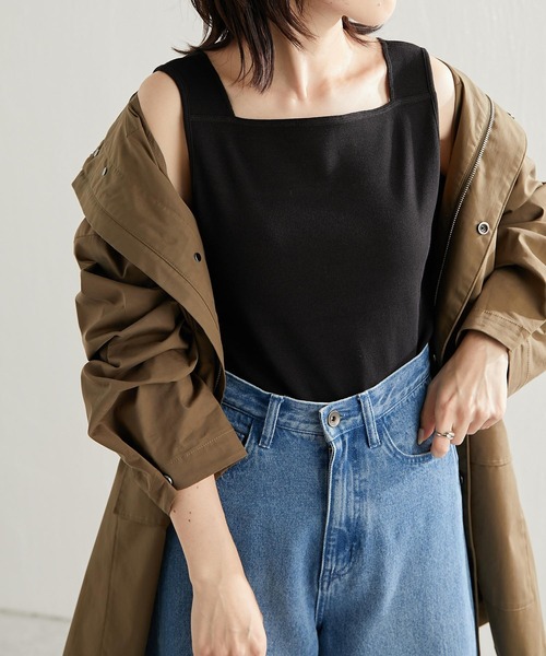 COLLAGE GALLARDAGALANTE(コラージュガリャルダガランテ)の「前後2WAY/ジャケットとの相性がいい/スクエアシアー切替タンク/手洗い可(タンクトップ・レディース・ホワイト/ブラック/チャコールグレー/ライトグレー・FREE)」の19枚目の写真