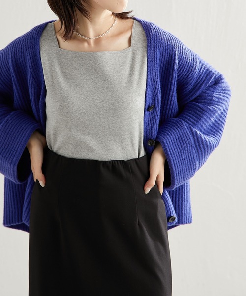 COLLAGE GALLARDAGALANTE(コラージュガリャルダガランテ)の「前後2WAY/ジャケットとの相性がいい/スクエアシアー切替タンク/手洗い可(タンクトップ・レディース・ホワイト/ブラック/チャコールグレー/ライトグレー・FREE)」の9枚目の写真