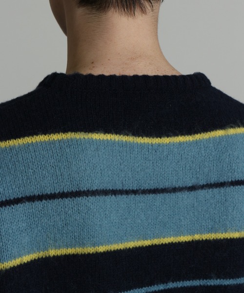 Art re A select(アトリエセレクト)の「MOHAIRLIKE OVERSIZED BORDER KNIT/5Gモヘアライクニットボーダーオーバーサイズクルーセーター(ニット/セーター・メンズ・ブルー系その他/ブラック系その他/グリーン系その他/パープル系その他/ブラック×ブルー・M/L)」の13枚目の写真