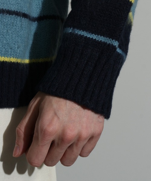 Art re A select(アトリエセレクト)の「MOHAIRLIKE OVERSIZED BORDER KNIT/5Gモヘアライクニットボーダーオーバーサイズクルーセーター(ニット/セーター・メンズ・ブルー系その他/ブラック系その他/グリーン系その他/パープル系その他/ブラック×ブルー・M/L)」の15枚目の写真