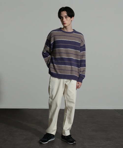 Art re A select(アトリエセレクト)の「MOHAIRLIKE OVERSIZED BORDER KNIT/5Gモヘアライクニットボーダーオーバーサイズクルーセーター(ニット/セーター・メンズ・ブルー系その他/ブラック系その他/グリーン系その他/パープル系その他/ブラック×ブルー・M/L)」の8枚目の写真