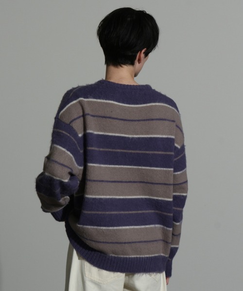 Art re A select(アトリエセレクト)の「MOHAIRLIKE OVERSIZED BORDER KNIT/5Gモヘアライクニットボーダーオーバーサイズクルーセーター(ニット/セーター・メンズ・ブルー系その他/ブラック系その他/グリーン系その他/パープル系その他/ブラック×ブルー・M/L)」の7枚目の写真