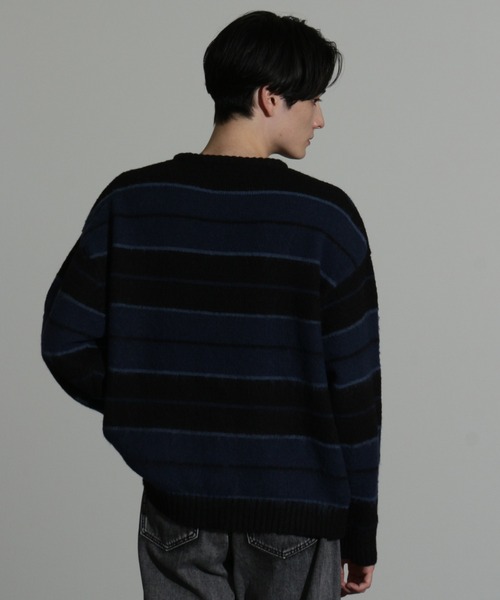 Art re A select(アトリエセレクト)の「MOHAIRLIKE OVERSIZED BORDER KNIT/5Gモヘアライクニットボーダーオーバーサイズクルーセーター(ニット/セーター・メンズ・ブルー系その他/ブラック系その他/グリーン系その他/パープル系その他/ブラック×ブルー・M/L)」の18枚目の写真