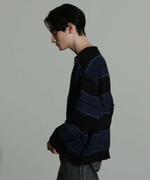 Art re A select(アトリエセレクト)の「MOHAIRLIKE OVERSIZED BORDER KNIT/5Gモヘアライクニットボーダーオーバーサイズクルーセーター(ニット/セーター・メンズ・ブルー系その他/ブラック系その他/グリーン系その他/パープル系その他/ブラック×ブルー・M/L)」の19枚目の写真