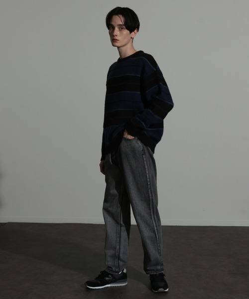 Art re A select(アトリエセレクト)の「MOHAIRLIKE OVERSIZED BORDER KNIT/5Gモヘアライクニットボーダーオーバーサイズクルーセーター(ニット/セーター・メンズ・ブルー系その他/ブラック系その他/グリーン系その他/パープル系その他/ブラック×ブルー・M/L)」の20枚目の写真