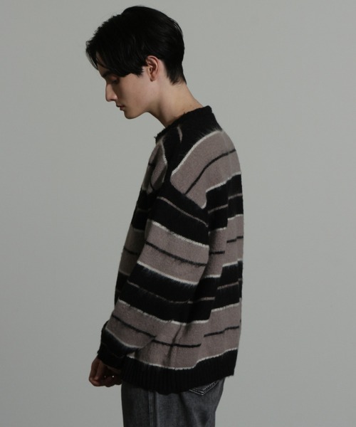 Art re A select(アトリエセレクト)の「MOHAIRLIKE OVERSIZED BORDER KNIT/5Gモヘアライクニットボーダーオーバーサイズクルーセーター(ニット/セーター・メンズ・ブルー系その他/ブラック系その他/グリーン系その他/パープル系その他/ブラック×ブルー・M/L)」の22枚目の写真