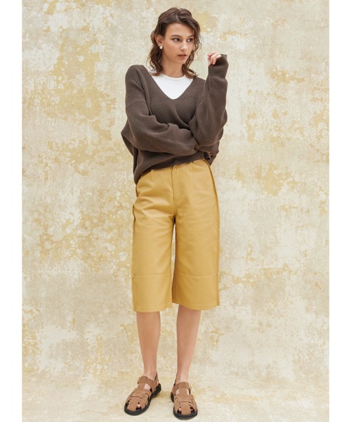 ALEXIA STAM（アリシアスタン）の「Fake Leather Half Pants /フェイクレザーハーフパンツ（その他パンツ・レディース・マスタード/ブラウン/ブラック・S/M）」の10枚目の写真