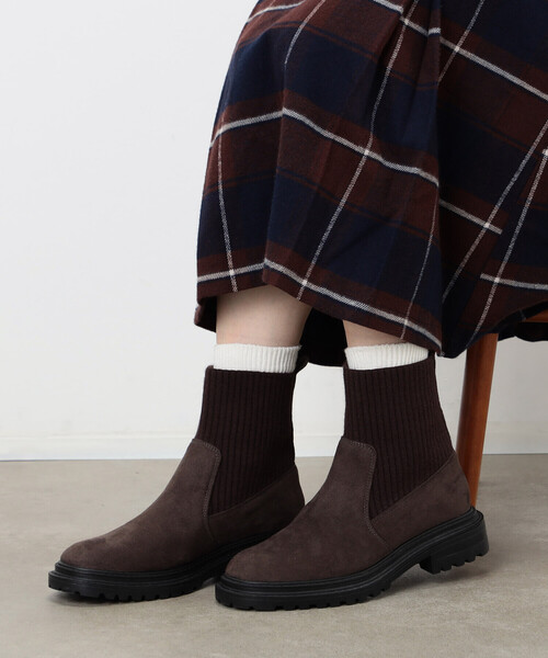 ONIGIRI(オニギリ)の「リブブーツ(ブーツ・レディース・ブラック/ブラウン・24.5cm/23.5cm)」の1枚目の写真