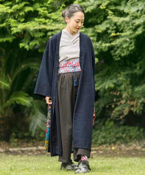 カヤ（カヤ）の「【カヤ】ジャポネズリ 彩り銘仙長羽織（カーディガン/ボレロ・レディース・スミクロ/ネイビー/グリーン系その他/ブルー系その他・FREE）」の10枚目の写真