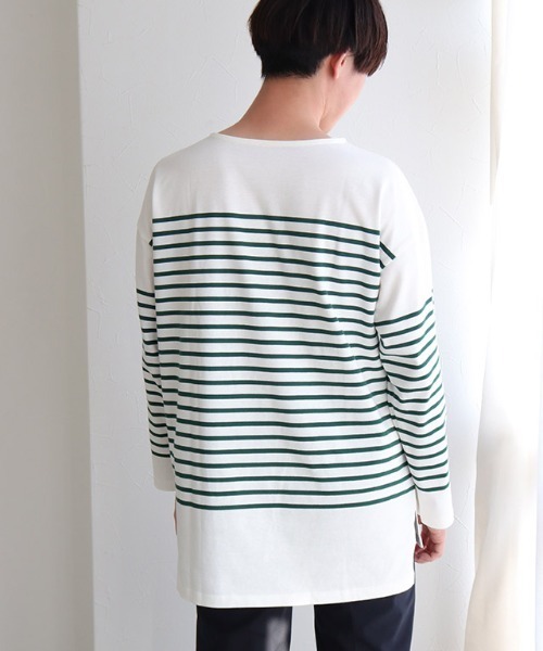 Pierrot(ピエロ)の「ボーダーチュニックルーズプルオーバー(Tシャツ/カットソー・レディース・ネイビー×ホワイト/ホワイト×グリーン/ホワイト×ブラック・LL/S/M/L)」の16枚目の写真
