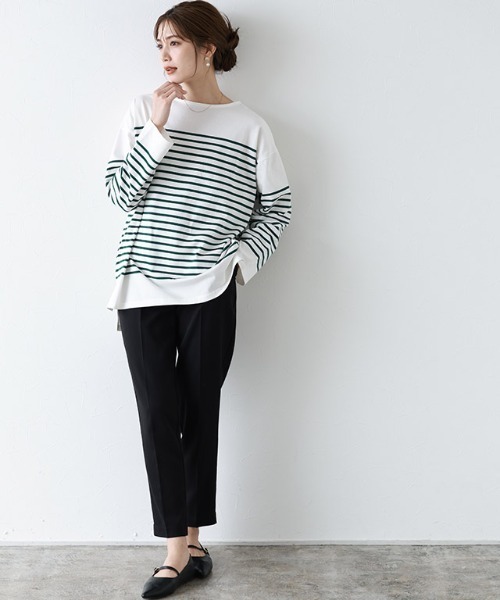 Pierrot(ピエロ)の「ボーダーチュニックルーズプルオーバー(Tシャツ/カットソー・レディース・ネイビー×ホワイト/ホワイト×グリーン/ホワイト×ブラック・LL/S/M/L)」の22枚目の写真