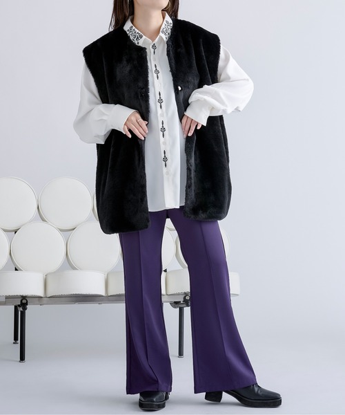 Ellno Loset（エルノロゼット）の「スムースファーベスト（ベスト・メンズ・ブルー系/ブラック/グレー・MEDIUM/LARGE）」の4枚目の写真