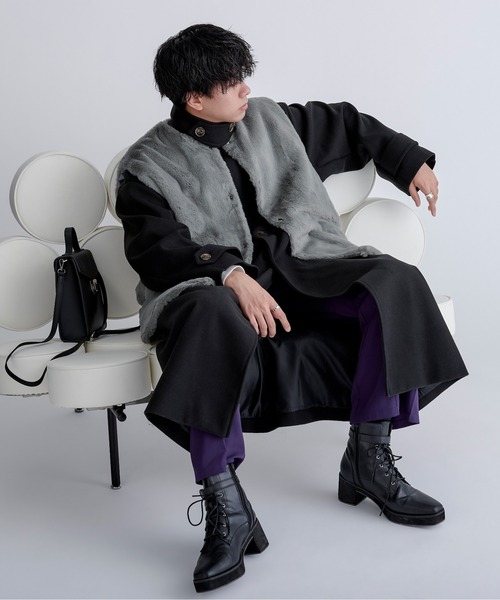 Ellno Loset（エルノロゼット）の「スムースファーベスト（ベスト・メンズ・ブルー系/ブラック/グレー・MEDIUM/LARGE）」の20枚目の写真