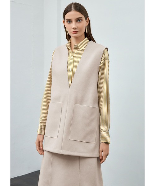 STYLE DELI（スタイルデリ）の「メルトン調ベスト（ベスト・レディース・チャコールグレー/ライトベージュ・FREE）」の2枚目の写真