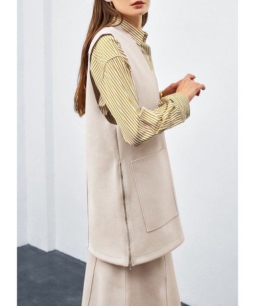 STYLE DELI（スタイルデリ）の「メルトン調ベスト（ベスト・レディース・チャコールグレー/ライトベージュ・FREE）」の6枚目の写真