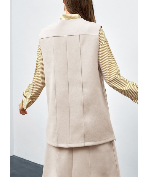 STYLE DELI（スタイルデリ）の「メルトン調ベスト（ベスト・レディース・チャコールグレー/ライトベージュ・FREE）」の10枚目の写真