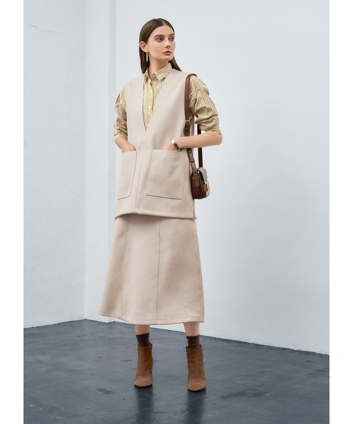 STYLE DELI（スタイルデリ）の「メルトン調ベスト（ベスト・レディース・チャコールグレー/ライトベージュ・FREE）」の15枚目の写真