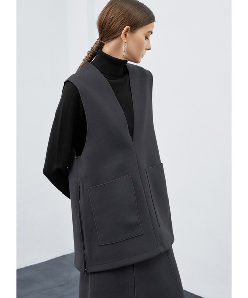 STYLE DELI（スタイルデリ）の「メルトン調ベスト（ベスト・レディース・チャコールグレー/ライトベージュ・FREE）」の19枚目の写真