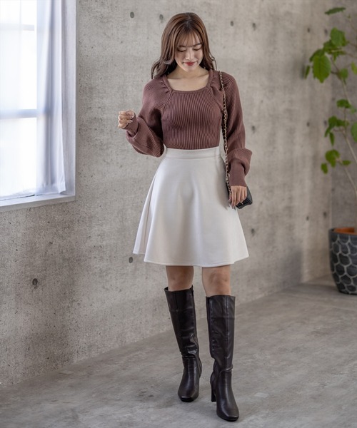clear（クリア）の「フェイクスエードフレアミニスカート（スカート・レディース・ブラック/アイボリー/モカ・F）」の14枚目の写真