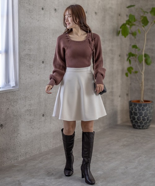 clear（クリア）の「フェイクスエードフレアミニスカート（スカート・レディース・ブラック/アイボリー/モカ・F）」の13枚目の写真