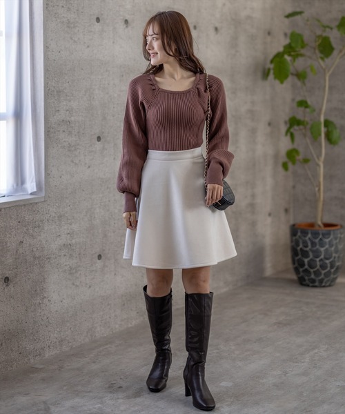 clear（クリア）の「フェイクスエードフレアミニスカート（スカート・レディース・ブラック/アイボリー/モカ・F）」の12枚目の写真