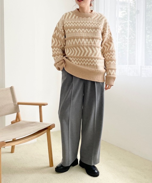 LOWRYS FARM（ローリーズファーム）の「ノルディックニットプルオーバーＬＳ 170930（ニット/セーター・レディース・ライトブルー/ブラック/ベージュ/ブルー・FREE）」の16枚目の写真