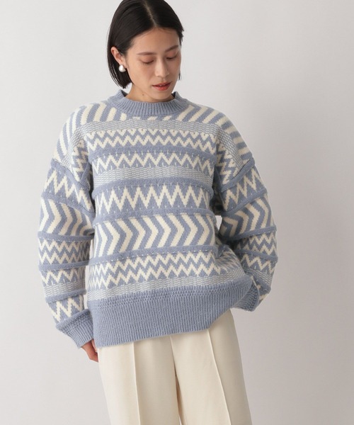 LOWRYS FARM（ローリーズファーム）の「ノルディックニットプルオーバーＬＳ 170930（ニット/セーター・レディース・ライトブルー/ブラック/ベージュ/ブルー・FREE）」の10枚目の写真