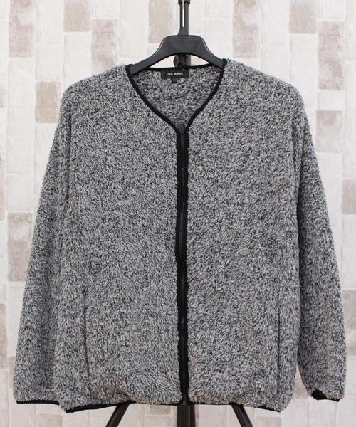 TopIsm(トップイズム)の「ノーカラーシャギーボア 無地ジップアップジャケット(ノーカラージャケット・メンズ・クリアグリーン/ブラック/ブルー/グレー/ベージュ・M/L/LL)」の21枚目の写真