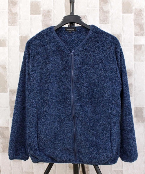 TopIsm(トップイズム)の「ノーカラーシャギーボア 無地ジップアップジャケット(ノーカラージャケット・メンズ・クリアグリーン/ブラック/ブルー/グレー/ベージュ・M/L/LL)」の18枚目の写真