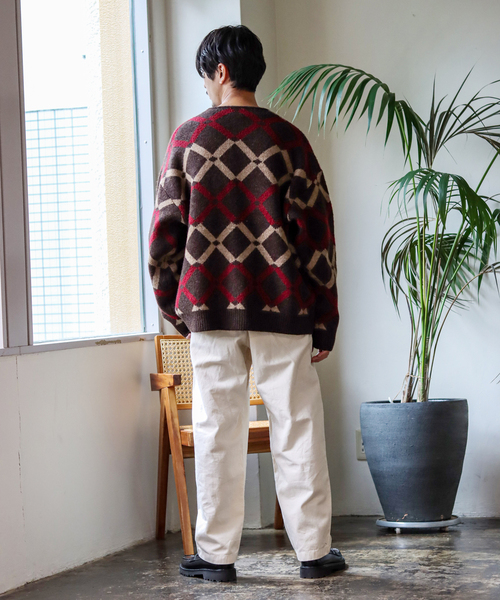 JOURNAL STANDARD(ジャーナルスタンダード)の「レトロ アーガイル柄 ジャガード ニット カーディガン(カーディガン/ボレロ・メンズ・ネイビー/ライトグリーン/ブラウン系その他/ライトイエロー/ベージュ/ブラック・MEDIUM/LARGE)」の9枚目の写真