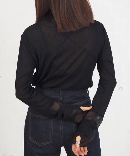 tiptop（ティップトップ）の「シアー袖先切り替えロンT（Tシャツ/カットソー・レディース・ブラック/オフホワイト/パープル・FREE）」の11枚目の写真