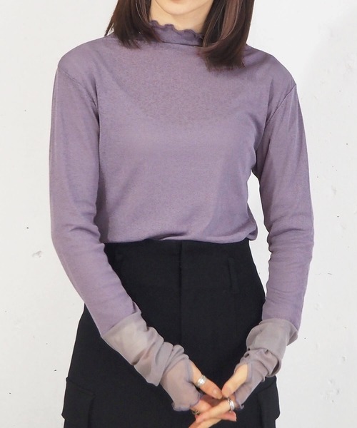 tiptop（ティップトップ）の「シアー袖先切り替えロンT（Tシャツ/カットソー・レディース・ブラック/オフホワイト/パープル・FREE）」の13枚目の写真