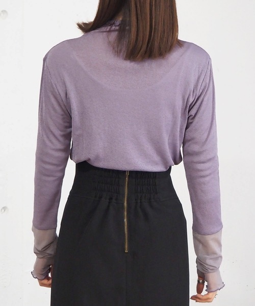 tiptop（ティップトップ）の「シアー袖先切り替えロンT（Tシャツ/カットソー・レディース・ブラック/オフホワイト/パープル・FREE）」の15枚目の写真