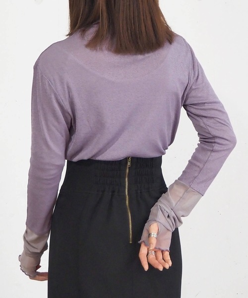 tiptop（ティップトップ）の「シアー袖先切り替えロンT（Tシャツ/カットソー・レディース・ブラック/オフホワイト/パープル・FREE）」の16枚目の写真